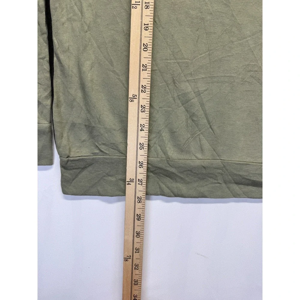 Adidas Sweatshirt Mens Medium Olive Green Fleece Lined 3 Stripes Logo Ribbed